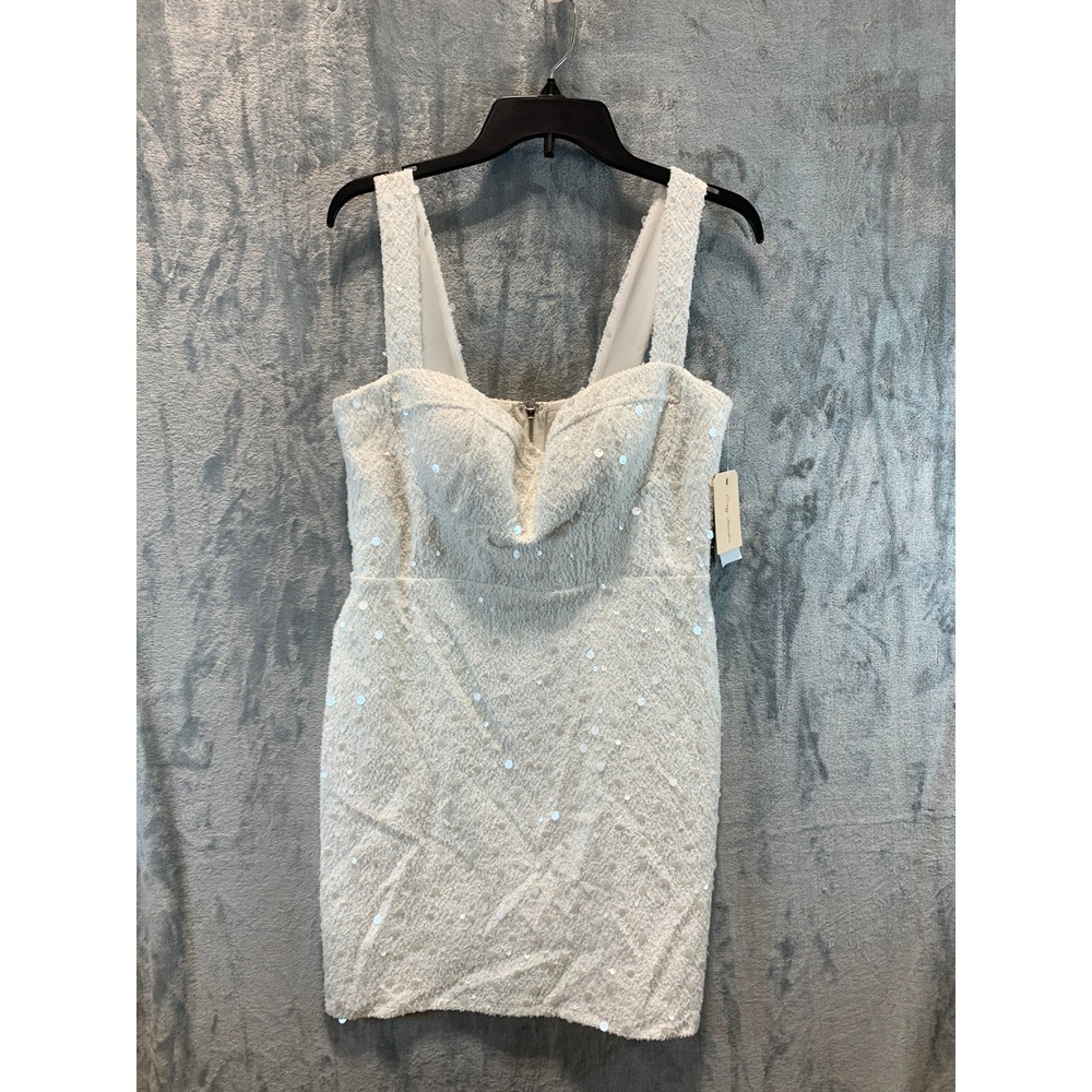 City Studios Ivory Sequin Boucle Mini Dress Sweetheart Neckline NWT 13/14